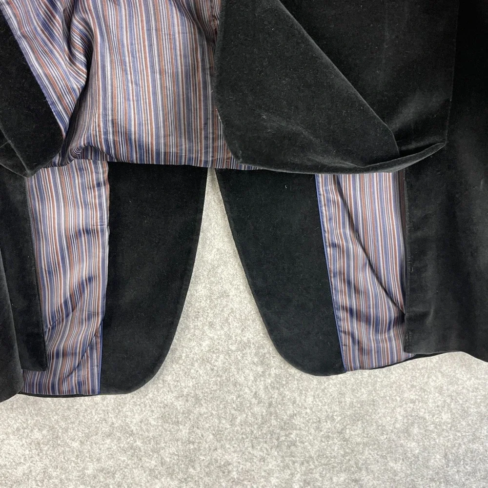 Madison Velvet Blazer Sport Coat Mens 44R Black 2 Button Cotton Smoking Jacket